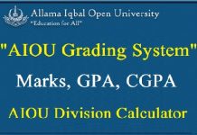 AIOU Grading Scheme 2024 GPA, CGPA