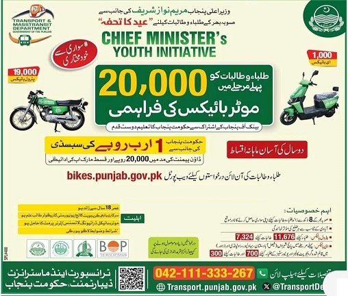 Maryam Nawaz Bike Scheme 2024 Online Registration