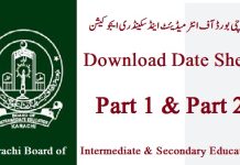 Matric Date Sheet 2024 Karachi Board Download PDF