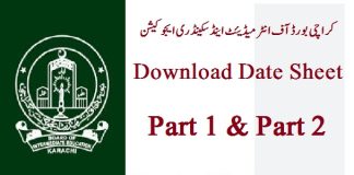 Matric Date Sheet 2024 Karachi Board Download PDF