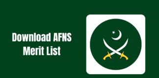 Download AFNS Merit List 2024