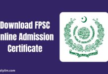 Download FPSC Online Admission Certificate