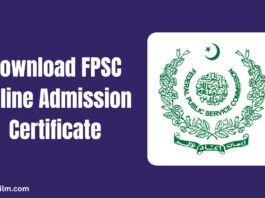 Download FPSC Online Admission Certificate