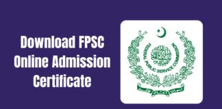 Download FPSC Online Admission Certificate
