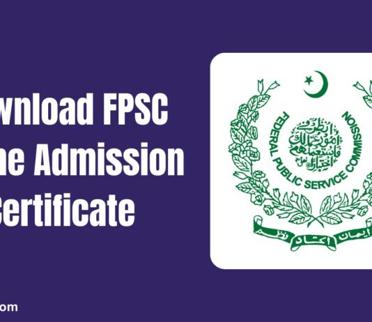 Download FPSC Online Admission Certificate