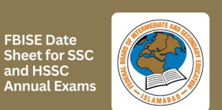 FBISE Date Sheet 2025 for SSC and HSSC Annual Exams