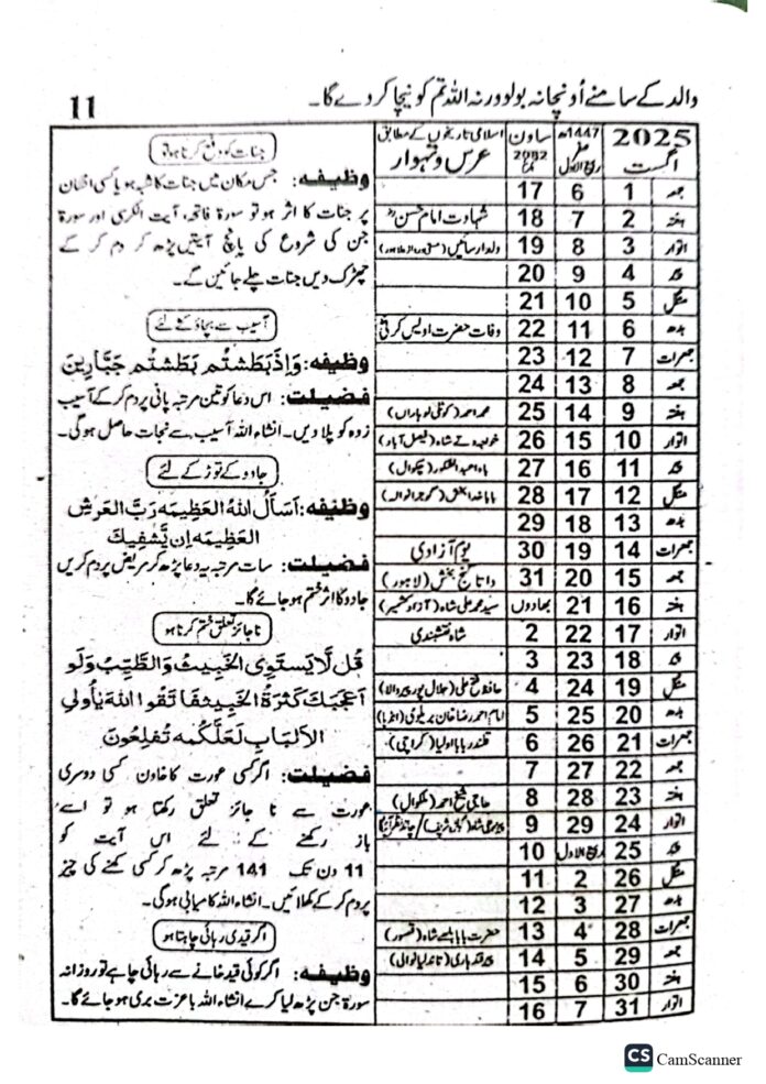 Jantri 2025 In Urdu And Punjabi PDF Free Download » Daily ILM