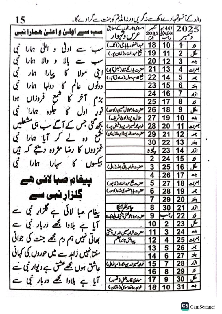Jantri 2025 In Urdu And Punjabi PDF Free Download » Daily ILM