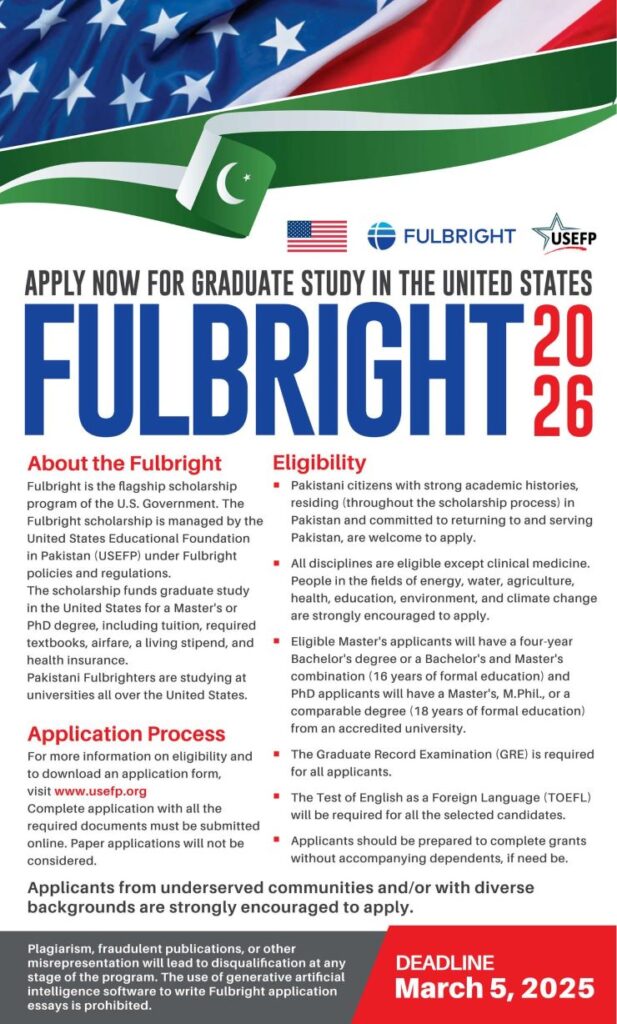 USA Scholarship Fulbright for Masters and PhD