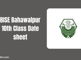 BISE Bahawalpur 10th Class Date sheet