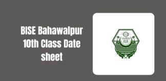 BISE Bahawalpur 10th Class Date sheet