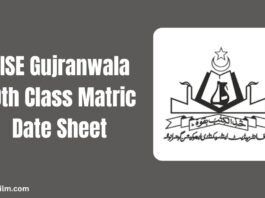 BISE Gujranwala 10th Class Matric Date Sheet