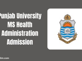 Punjab University MS Health Administration Admission