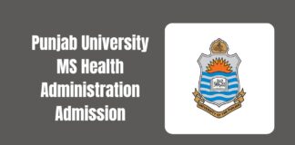Punjab University MS Health Administration Admission