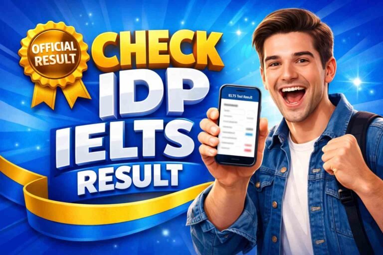 Student checking IDP IELTS result online