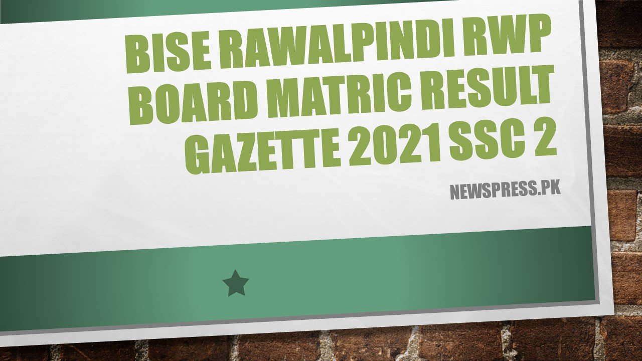 BISE Rawalpindi RWP Board Matric Result Gazette 2025 SSC 2