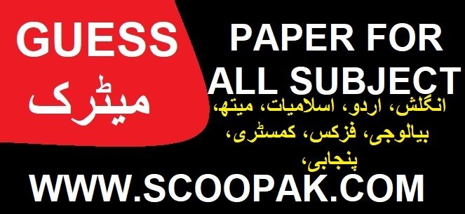 10 Class Guess Paper Lahore Board English, Math, Phy, Chem, Bio