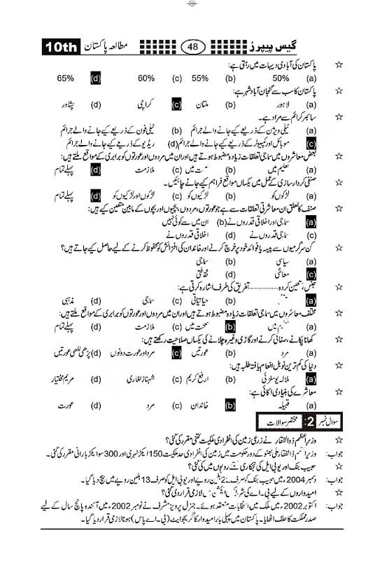 10 Class Guess Paper 2025 Lahore Board English, Math, Phy, Chem, Bio