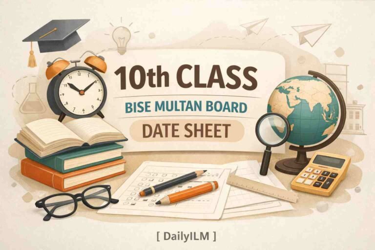 10th Class BISE Multan Board Date sheet